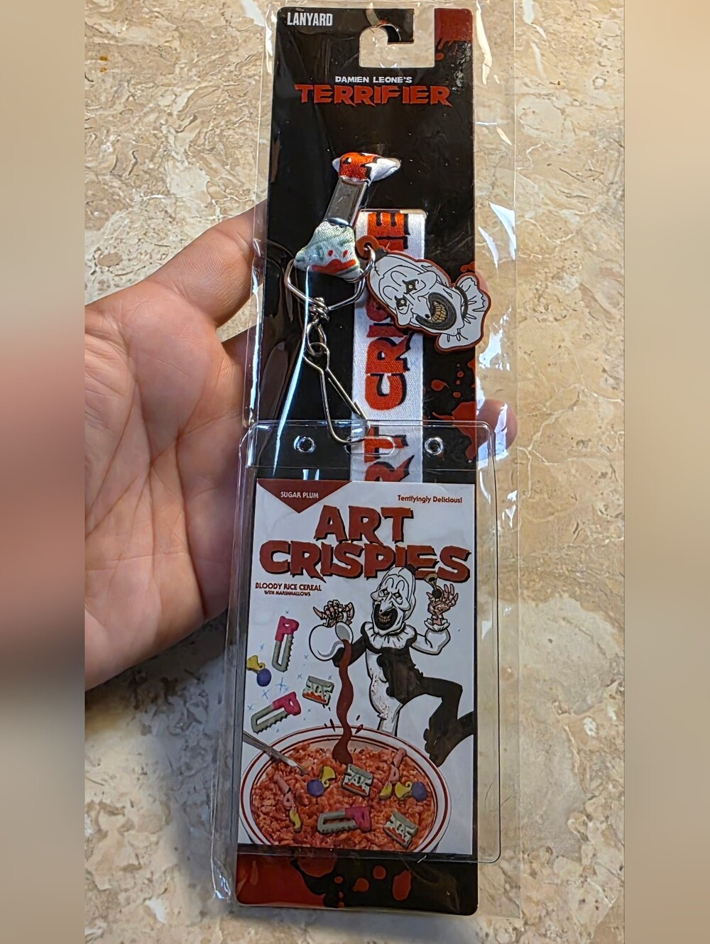 Terrifier Art the Clown Art Crispies and ID badge holder set Damien Leones slash